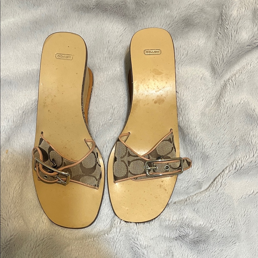 Coach Beige and Brown Women's Sandals